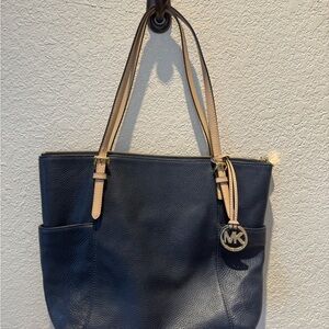 Michael Kors Dark Blue and Tan Tote